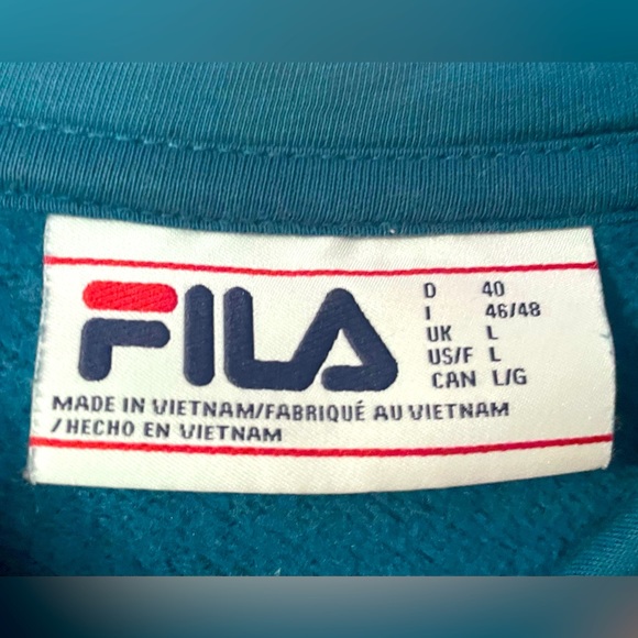 🔴 Deep Teal Blue Fila Fleece Lined Women’s Heavyweight Hoodie - Picture 6 of 8